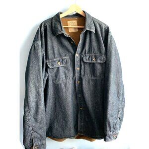Arrow Jean Co. Work Wear Gray Denim Tan Fleece Lined Shirt Jacket SZ 2X